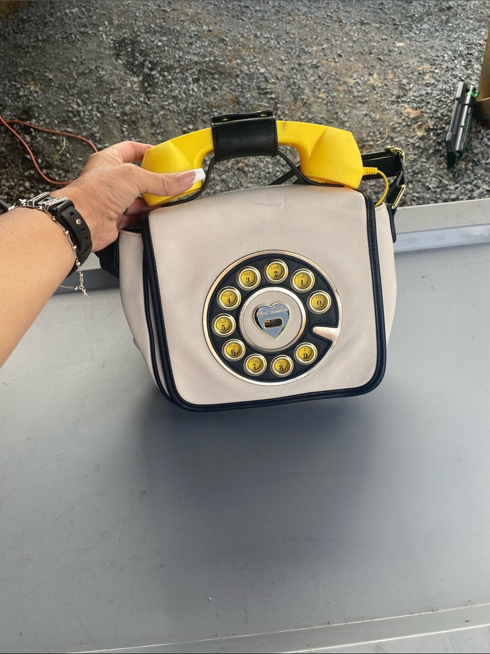 Betsey Johnson Cream and Yellow Vintage Telephone Crossbody